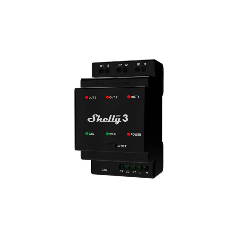 Shelly Pro 3 DIN Rail 3-channel Relay, WiFi/LAN